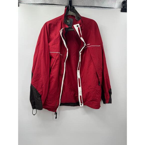 Vintage Timberland Weathergear Jacket Mens Medium Red Full Zip Streetwear Y2K - Picture 2 of 10